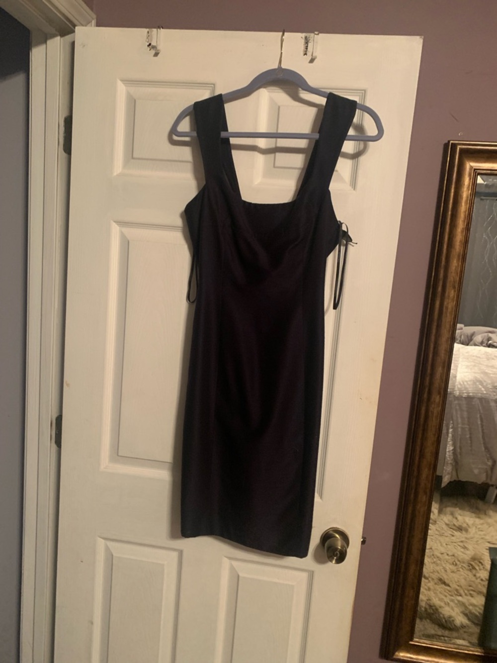TAHARI Sleek NAVY Midi Dress with Wide Straps